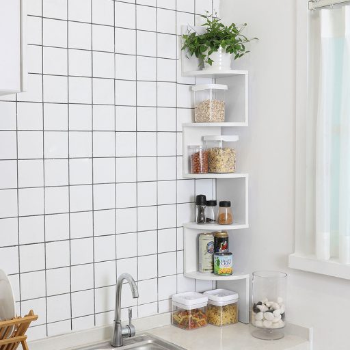 Raft de colț Alb 20x20x126cm