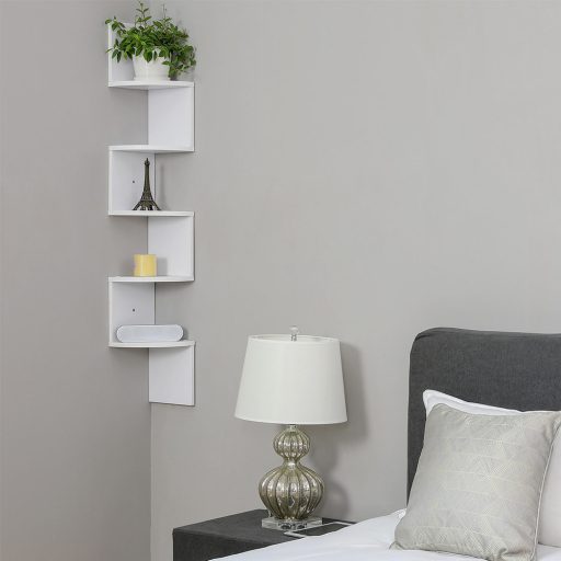 Raft de colț Alb 20x20x126cm