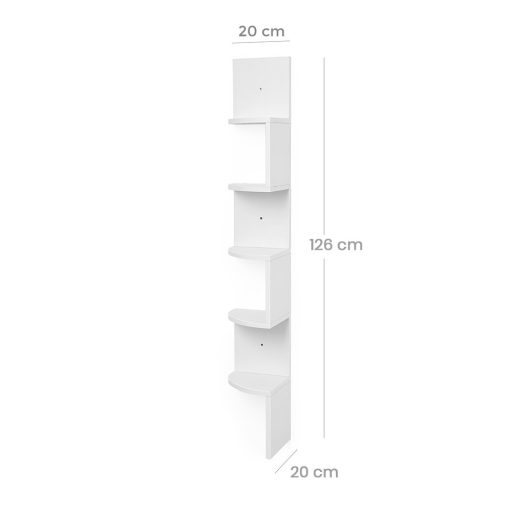 Raft de colț Alb 20x20x126cm