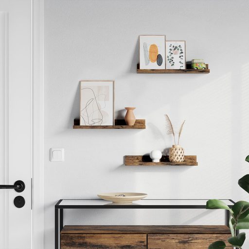 set de rafturi de perete din lemn, 3 piese