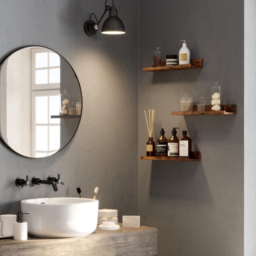 set de rafturi de perete din lemn, 3 piese