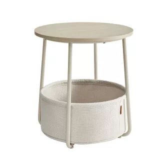 Măsuță de cafea rotundă cu coș textil