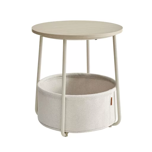 Măsuță de cafea rotundă cu coș textil