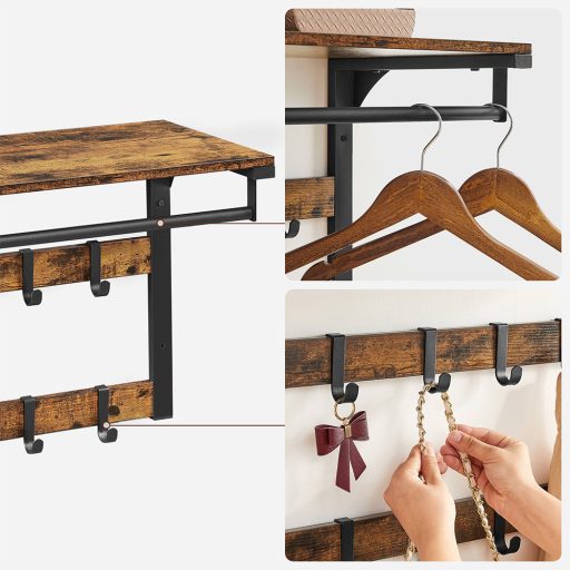 Cuier de perete cu poliță, maro