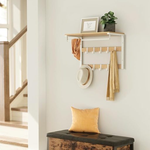 Cuier de perete cu poliță, natur