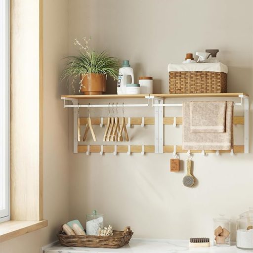 Cuier de perete cu poliță, natur