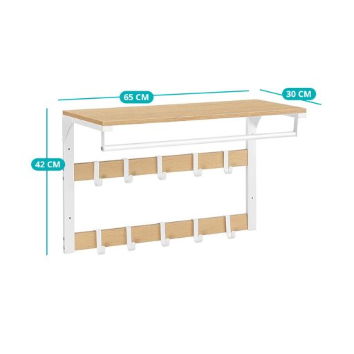 Cuier de perete cu poliță, natur