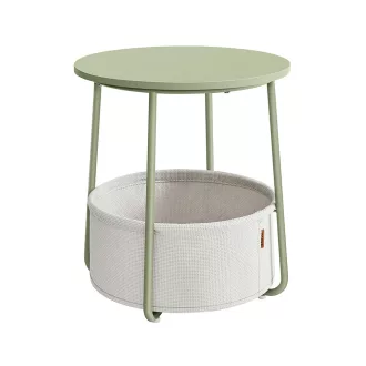   Masă de cafea rotundă cu coș din țesătură, verde deschis