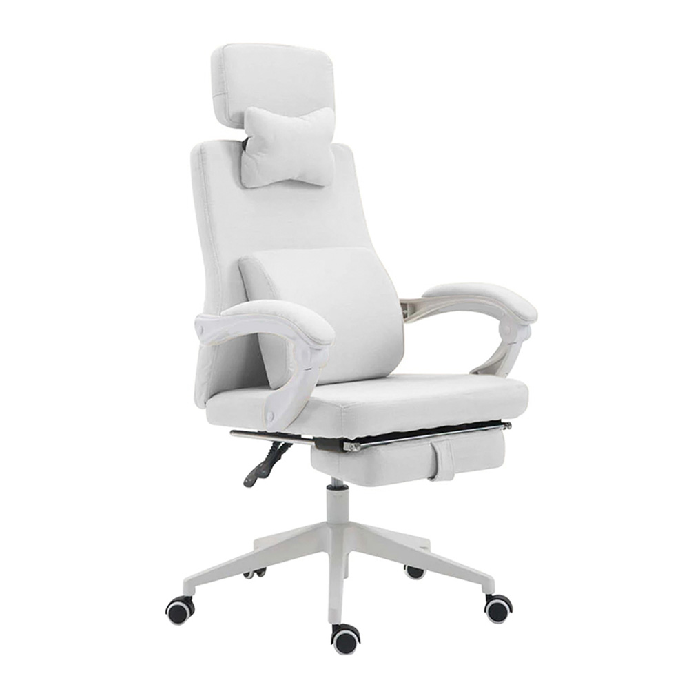 Scaun de birou rotativ cu tetiera si suport pentru picioare- in mai multe culori-alb