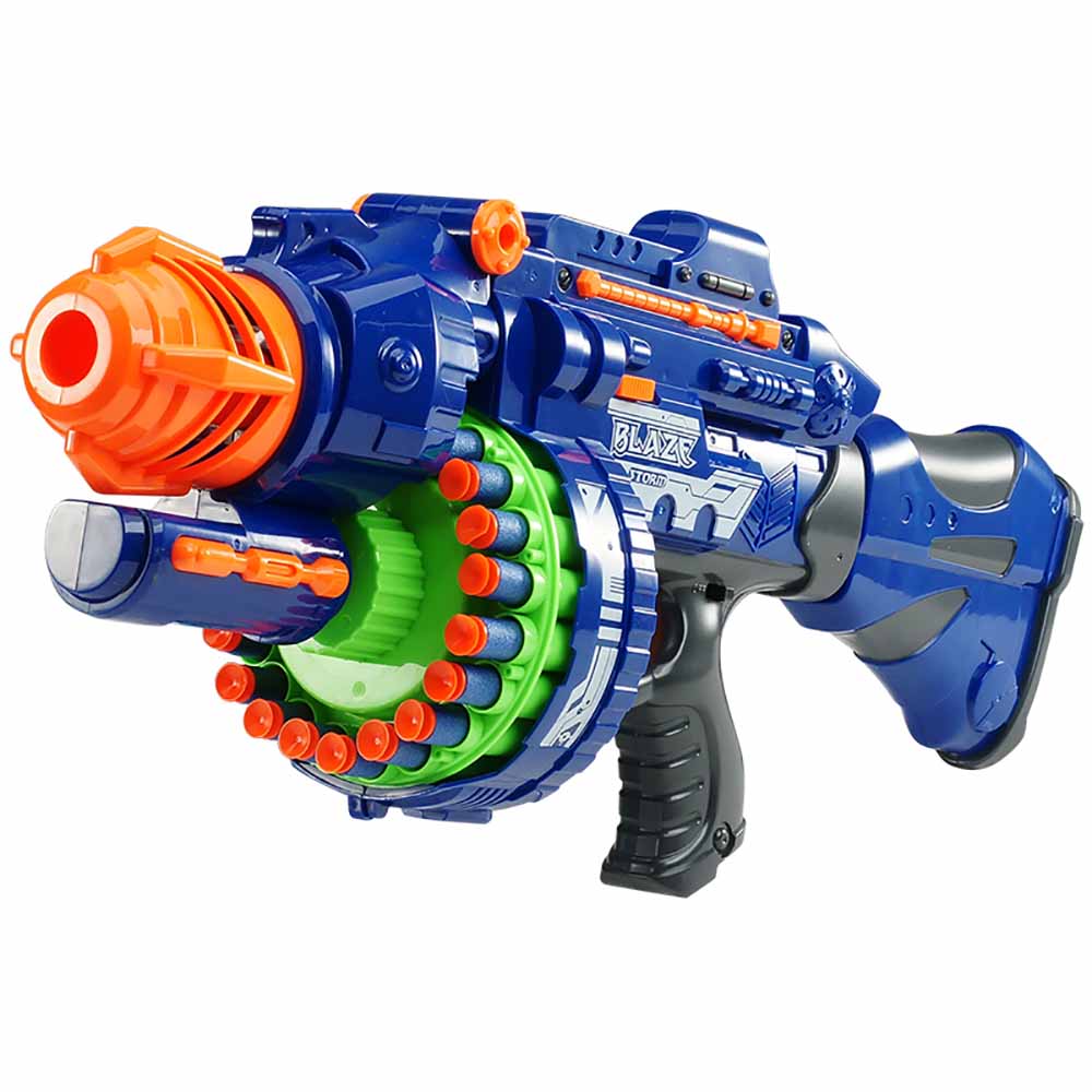 Arma de jucarie cu sunet, in 2 culori, set de proiectile cadou-albastru