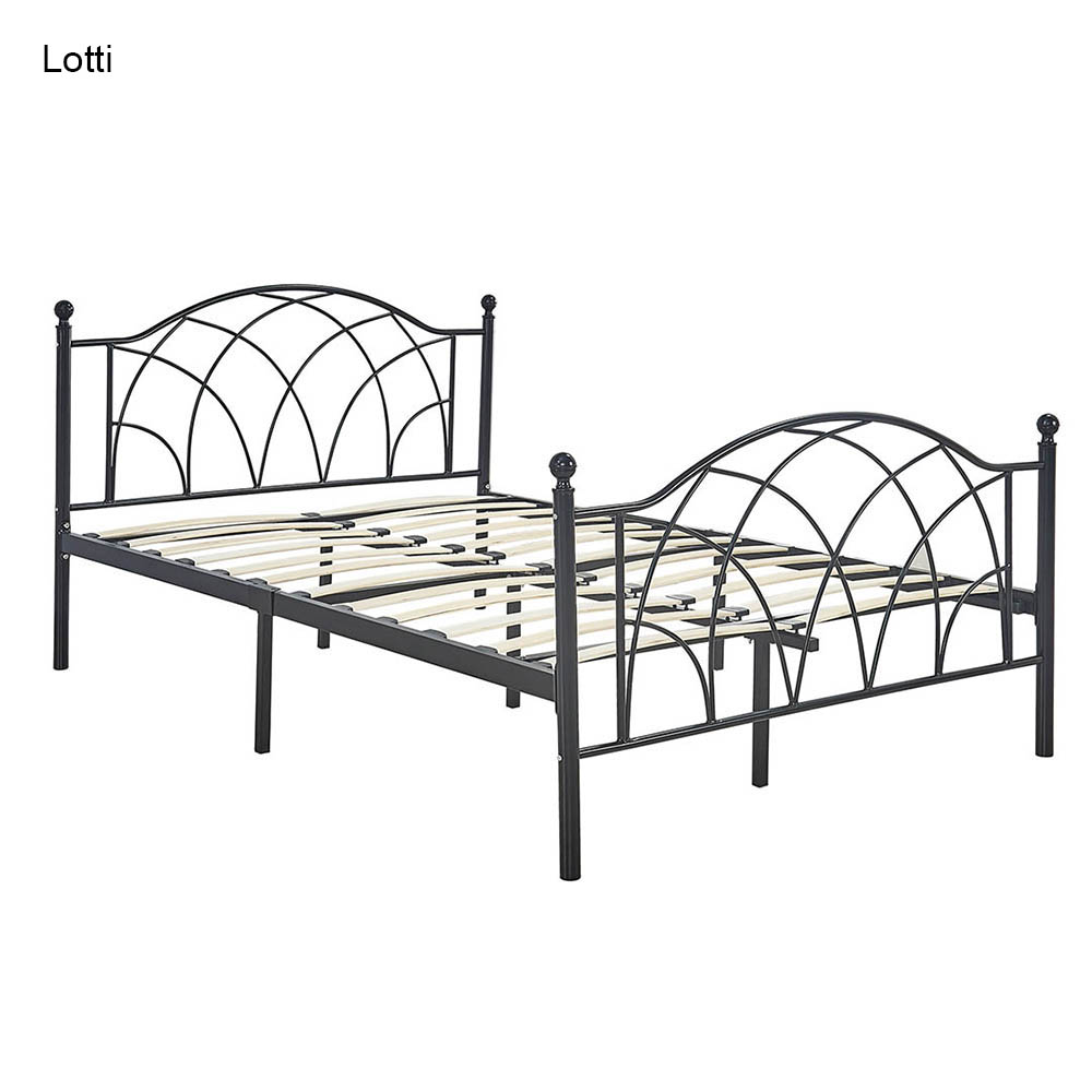 Cadru pat metalic Lotti cu grilaj cadou, in mai multe dimensiuni si culori-90x200 cm-negru