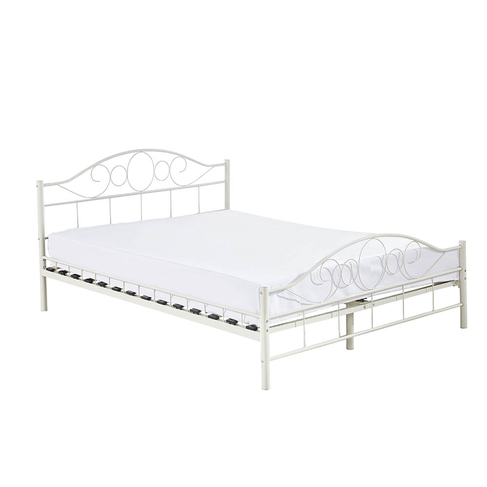 Cadru pat metalic Mimi cu grilaj cadou, in mai multe dimensiuni si culori-alb-140x200cm