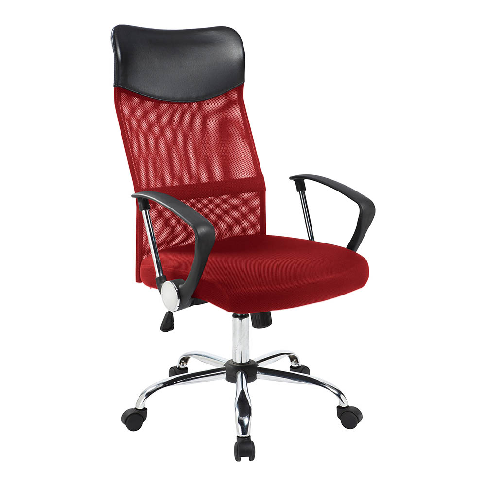 Scaun de birou ergonomic cu spatar inalt, in 3 culori - rosu