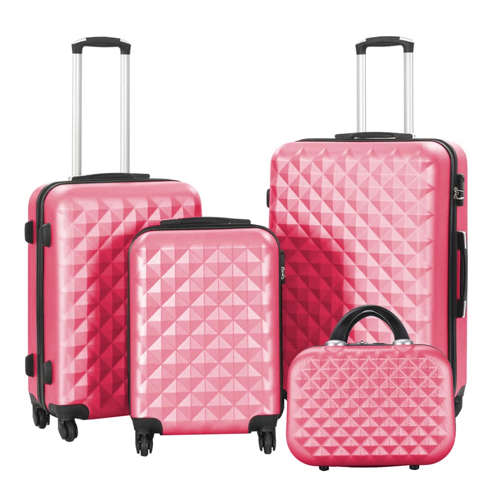 Set valiza de calatorie cu geanta cosmetica, in mai multe culori-roz nalba