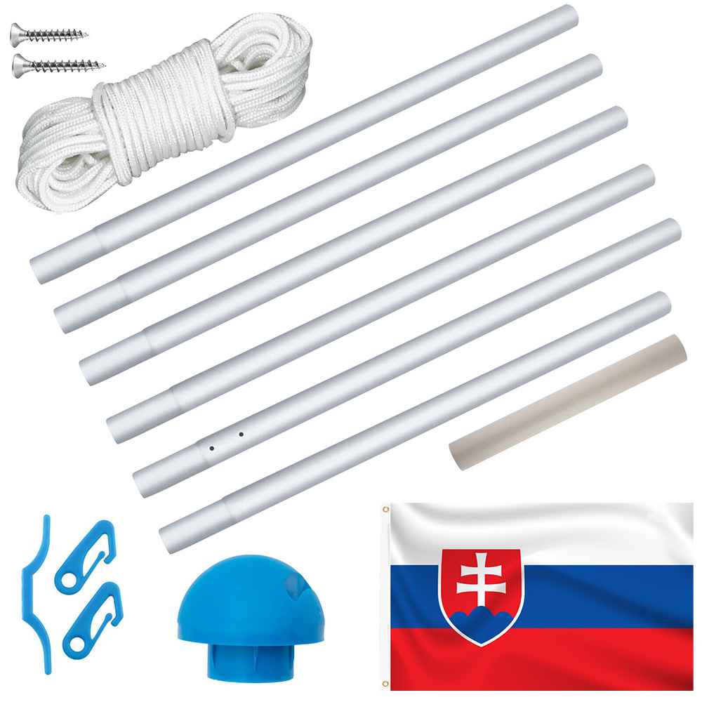 Stalp Pentru Steag, Cu Drapelul Slovaciei Cu Doua Fete De 90x150 Cm
