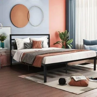 cadru de pat metalic Lotti cu design romantic